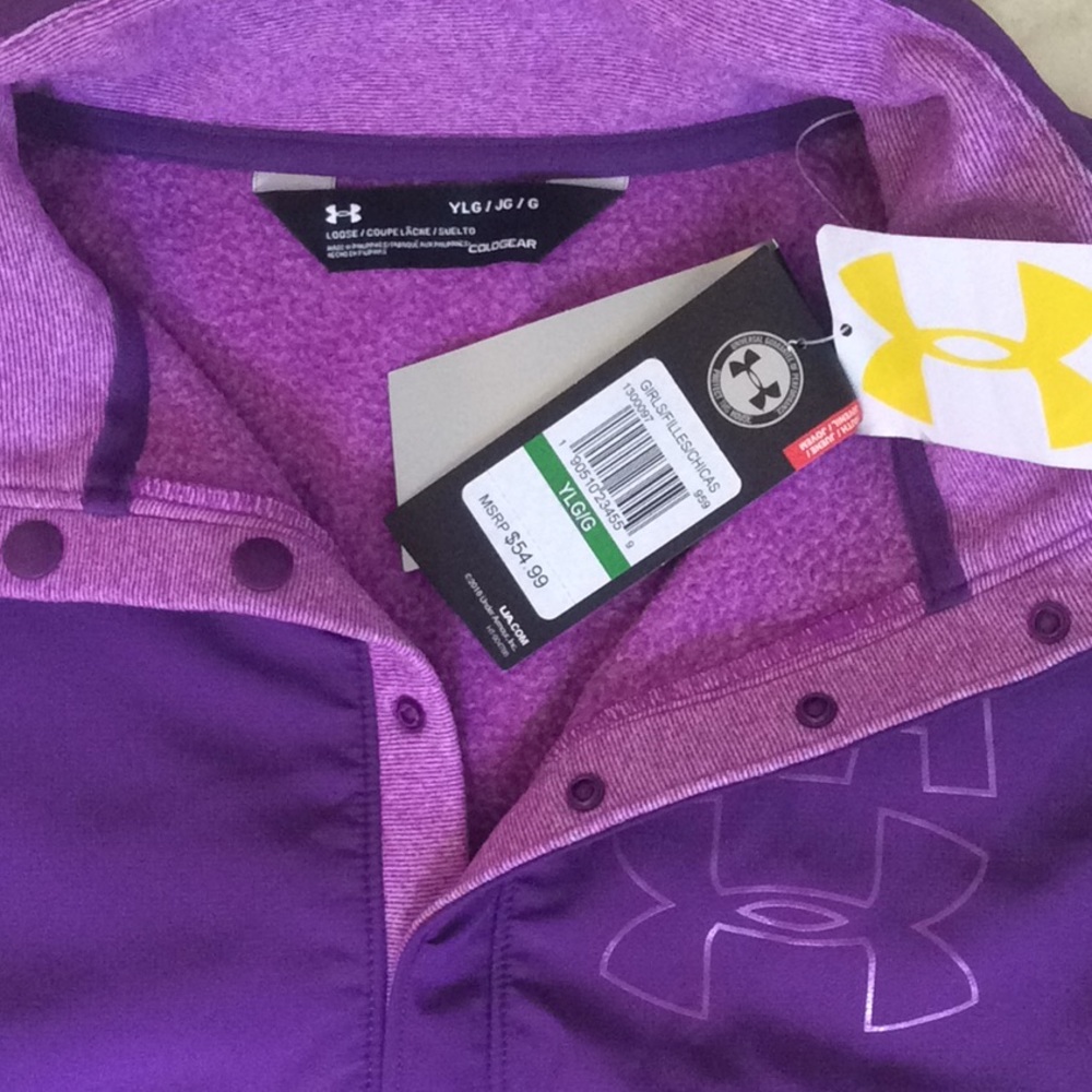 UNDERARMOUR GIRLS PHENOM FLEECE 1/2 SNAP JACKET - Picture 5 of 6